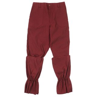 グッチ(GUCCI)の未使用品△GUCCI グッチ 20SS 614939 コットン GGジャガード 裾レイヤードデザインパンツ ランウェイ着用 ボルドー 46 イタリア製 正規品 メンズ(その他)