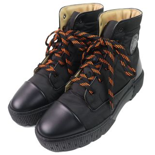エルメス(HERMES)の未使用品△HERMES エルメス FRESH フレッシュ レザー使い ロゴ レースアップ ショートブーツ 軽量 ブラック 41.5 イタリア製 メンズ(ブーツ)