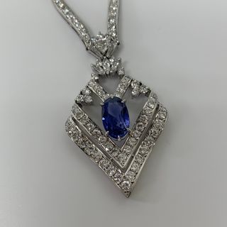 タサキ(TASAKI)の【中古】TASAKI 田崎タサキ 　鑑別書付き　ブルーサファイア　ダイヤモンド　Pt900 　ネックレス(ネックレス)
