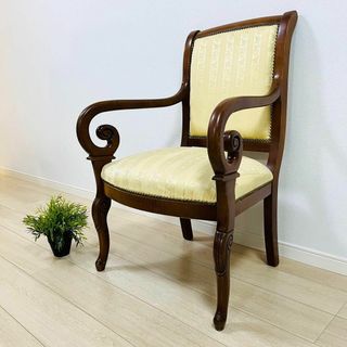 (け89)ロココ様式 猫脚 アンティークアームチェア(ダイニングチェア)
