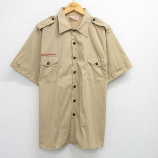 XL★古着 半袖 ボーイスカウト シャツ メンズ 90年代 90s 大きいサイズ USA製 ベージュ カーキ 25jun26 中古 トップス(シャツ)