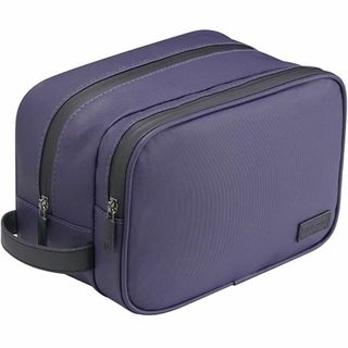 化粧品ポーチ 洗面用具入れ パープル フェイクレザー 防水 メイク 大容量(ノーカラージャケット)