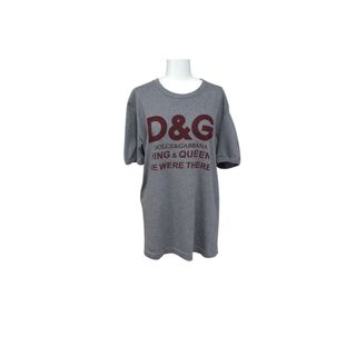 ドルチェアンドガッバーナ(DOLCE&GABBANA)のDOLCE&GABBANA ドルチェアンドガッバーナ KING ＆ QUEEN ロゴ 半袖Ｔシャツ グレー レッド コットン G8HR8T サイズS 美品 中古 4b003642(Tシャツ/カットソー(半袖/袖なし))