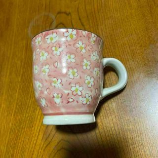 ピンク花柄マグカップ はなまる製(グラス/カップ)