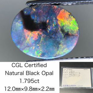 ブラックオパール  天然  1.795ct  中央宝石ソーティング付き  12.0㎜×9.8㎜×2.2㎜   ルース（ 裸石 ） 5053Y(その他)