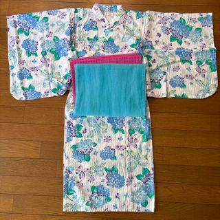 mezzo piano - メゾピアノ　mezzopiano　浴衣　2way　花　リボン　ブルー　130
