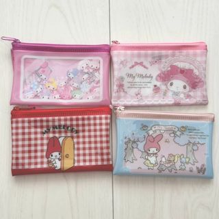 ダイソー(DAISO)の【4種セット】フラットポーチ ジッパーバッグ マイメロ 50周年 ダイソー(キャラクターグッズ)