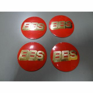 BBS 　センターキャップ　ステッカー　4枚セット56mm　赤地、金文字(汎用パーツ)