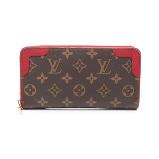 ルイヴィトン(LOUIS VUITTON)のルイ・ヴィトン LOUIS VUITTON ジッピー ウォレット レティーロ モノグラム スリーズ ラウンド長財布 財布 PVCコーティングキャンバス レザー レッド レディース ブラウン系 / レッド系 M61854 【中古】(財布)
