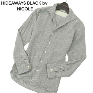 HIDEAWAYS BLACK by NICOLE ハイダウェイ ニコル 通年 襟ワイヤー★ 総柄 長袖 イタリアンカラー シャツ Sz.46 メンズ(シャツ)
