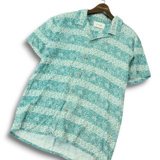 Critical Slide クリティカルスライド 春夏 麻 リネン混 花柄 フラワー 総柄 ボーダー 半袖 開襟 アロハ シャツ Sz.M メンズ(シャツ)
