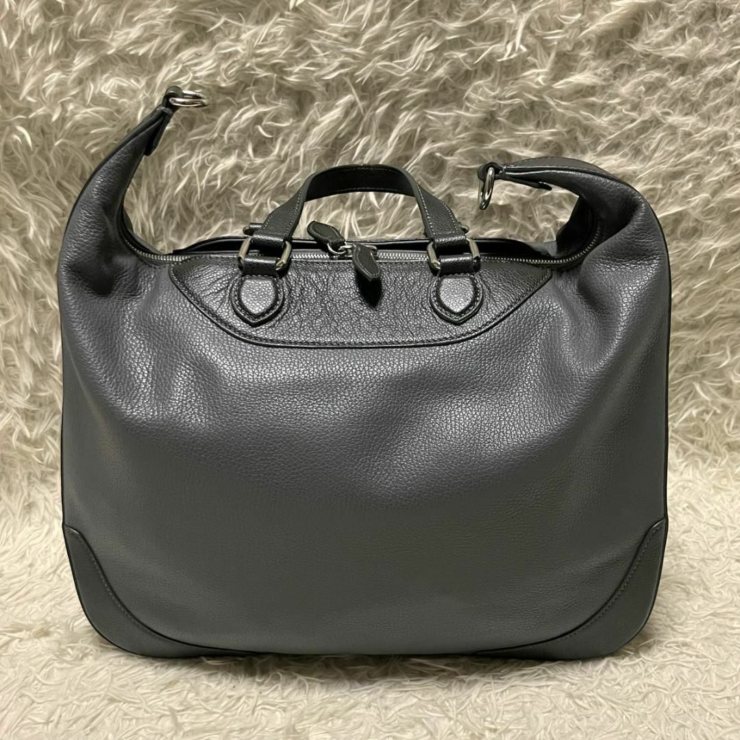 美品 SUPERLATIVO 2WAY レザートートバッグ ビジネス シボ革 メンズのバッグ(トートバッグ)の商品写真