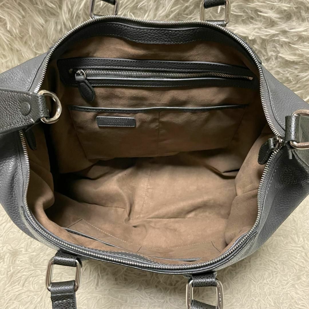 美品 SUPERLATIVO 2WAY レザートートバッグ ビジネス シボ革 メンズのバッグ(トートバッグ)の商品写真