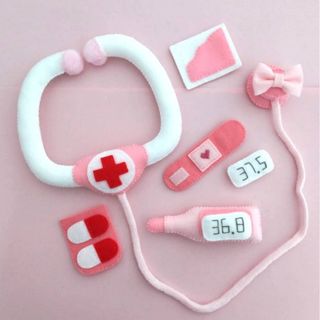 フェルトままごと☆お医者さんセット ピンク×白(おもちゃ/雑貨)