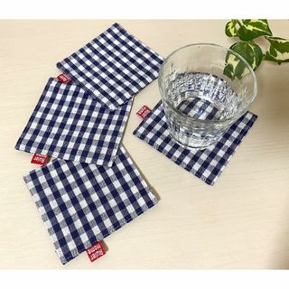 【在庫セール】tallnext コースター おしゃれ 布 4枚セット (ネイビー(テーブル用品)