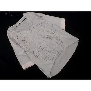 ABITOKYO アビトーキョー カットワーク 刺繍 ブラウス シャツ グレー ■◆ レディース(シャツ/ブラウス(半袖/袖なし))
