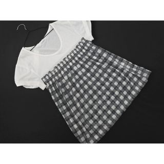 エムケークランプリュス(MK KLEIN+)の新品 KLEIN PLUS クランプリュス 切替 チェック カットソー size40/グレーｘ白 ■◆ レディース(カットソー(半袖/袖なし))