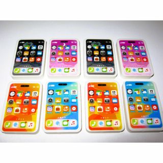 【スマホ消しゴム 8個セット】ブラック パープル オレンジ ブルー 黒 紫 青(その他)