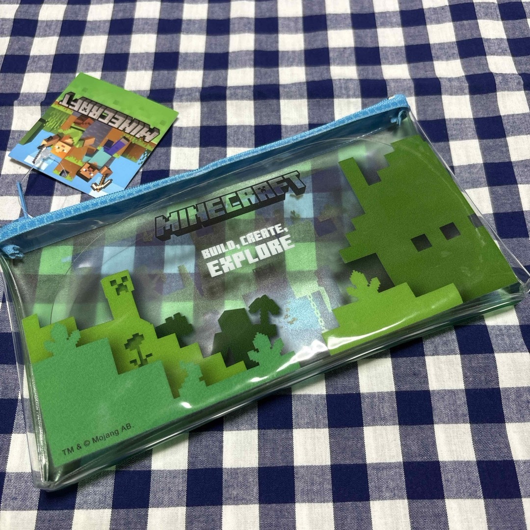 Minecraft(マインクラフト)のビニールフラットクリアポーチ マインクラフト ブルー Minecraft 新品 インテリア/住まい/日用品の文房具(ペンケース/筆箱)の商品写真