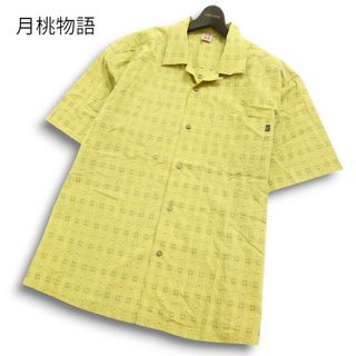 月桃物語 春夏★ 幾何学模様 格子 半袖 アロハ シャツ かりゆしウェア Sz.LL メンズ 大きいサイズ 日本製 沖縄(シャツ)