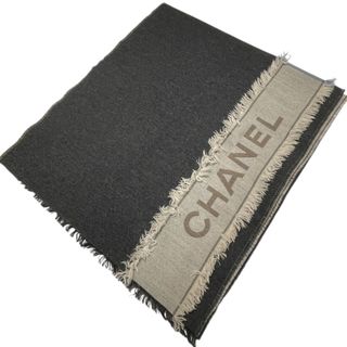 シャネル(CHANEL)の　シャネル CHANEL 大判ストール グレー×ブルー×ベージュ カシミア×シルク×ウール ユニセックス スカーフ(バンダナ/スカーフ)