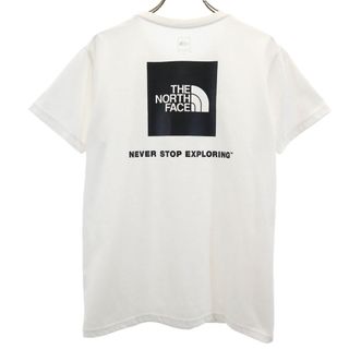 ザノースフェイス(THE NORTH FACE)の古着 THE NORTH FACE ノースフェイス バック スクエアロゴ 半袖 Tシャツ L ホワイト アウトドア NTW32038 レディース(Tシャツ(半袖/袖なし))