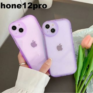 iphone12proケース 透明カーバー TPU 　  紫1591(iPhoneケース)