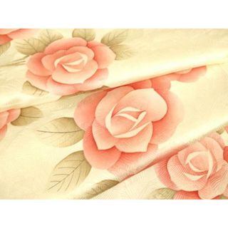 平和屋着物▽上質な小紋　単衣　薔薇　正絹　逸品　DAAS0712az(着物)