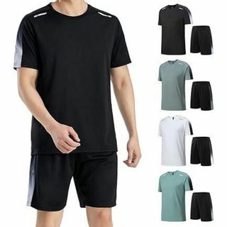 新品 XL スポーツウェア上下セット メンズ 黒 ブラック 部屋着(Tシャツ/カットソー(半袖/袖なし))
