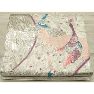 平和屋着物◎六通柄袋帯　孔雀文　九百錦　プラチナ箔　正絹　逸品　CAAT0302ft(帯)