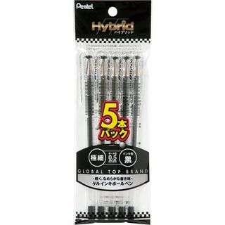 【特価商品】ぺんてる ボールペン ハイブリッド XK105GA5 5本パック 黒(その他)