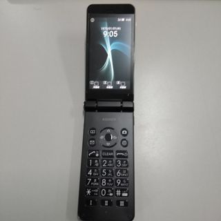 シャープ(SHARP)の【中古】ガラホ SHARP AQUOS SH-N01 SIMフリー　黒(携帯電話本体)
