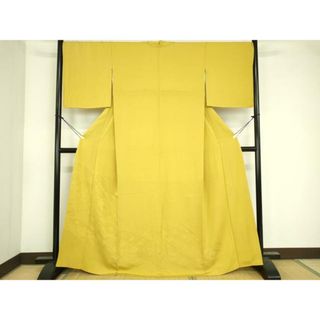 平和屋着物■豪華色留袖　色無地　遠山草花地紋　松竹梅　芥子色　正絹　逸品　DAAS9728zy(着物)