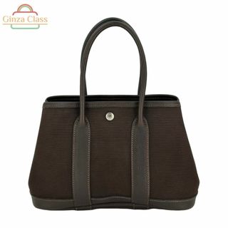 エルメス(HERMES)のHERMES エルメス ガーデンパーティTTPM トワルオフィシェ ネゴンダ エベンヌ ブラウン □H刻印（2004年頃） シルバー金具 ハンドバッグ ミニバッグ レディース レア Ginza Class Luxury Shop(ショルダーバッグ)