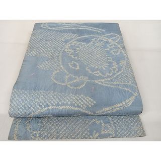 平和屋着物▼アンティーク　大正ロマン　全通柄京袋帯　絞り　花絵皿文　正絹　逸品　AAAU4239np(帯)