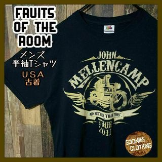 フルーツオブザルーム(FRUIT OF THE LOOM)のアーチロゴ フルーツオブザルーム M ブラック メンズ 古着 半袖 Tシャツ(Tシャツ/カットソー(半袖/袖なし))