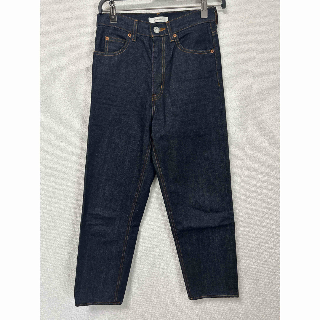 moussy(マウジー)の美品　moussy マウジー　ワンウォッシュ　ハイウエスト　テパードデニム　25 レディースのパンツ(デニム/ジーンズ)の商品写真