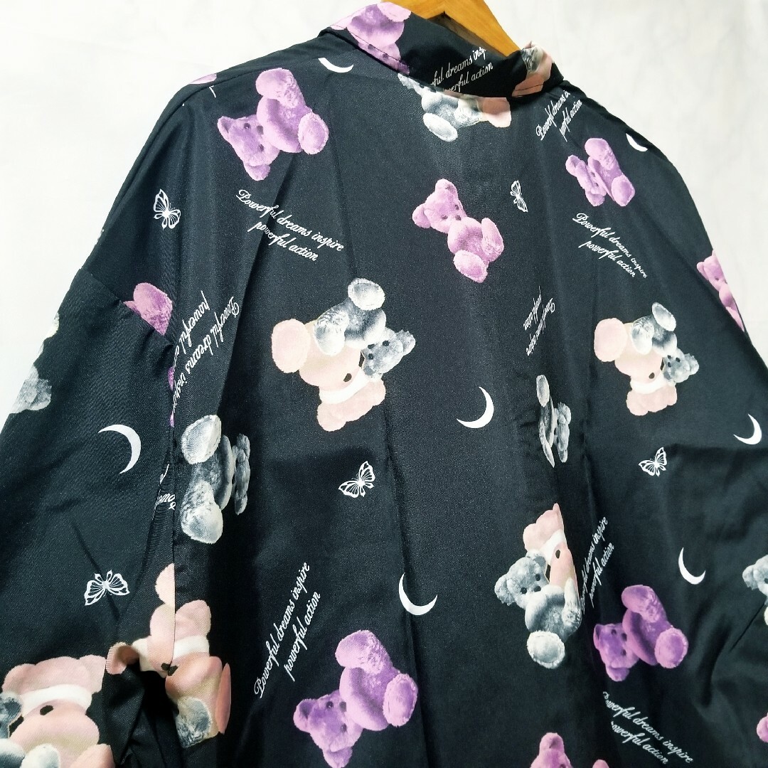 新品 長袖シャツ 地雷 原宿 包帯 地雷系 くま柄 レディース L グレー 総柄 レディースのトップス(シャツ/ブラウス(長袖/七分))の商品写真