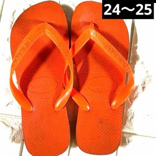 ハワイアナス　オレンジ　夏　海　37-38 24.25センチ前後　ビーチサンダル(ノーカラージャケット)