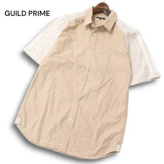 ギルドプライム(GUILD PRIME)の【美品】 GUILD PRIME ギルドプライム 春夏 袖ライン★ ラグラン切替 半袖 シャツ Sz.3 メンズ ベージュ(シャツ)
