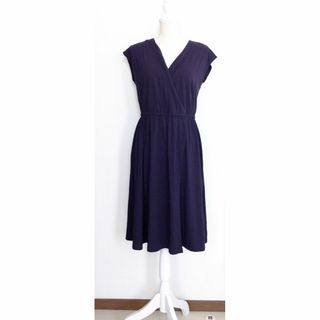 ユニクロ(UNIQLO)のno.13　UNIQLO/ユニクロ/ノースリーブひざ丈ワンピース L　ネイビー(ひざ丈ワンピース)