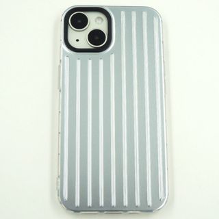 iPhone15 ケース スマホケース スーツケース モチーフ メタル シルバー(iPhoneケース)