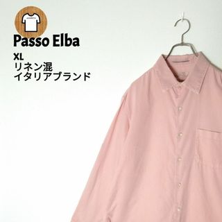 Passo Elba 長袖 シャツ XL ピンク B71 リネン コットン (シャツ)