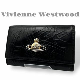 ヴィヴィアンウエストウッド(Vivienne Westwood)の美品　ヴィヴィアンウエストウッド　キーケース　6連　ブラック　黒　レザー　三折り(キーケース)