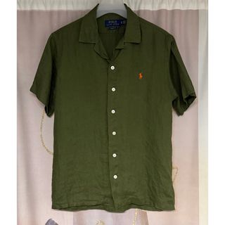 ポロラルフローレン(POLO RALPH LAUREN)のポロラルフローレン ナイト刺繍 リネン オープンカラーシャツ カーキグリーン(シャツ)