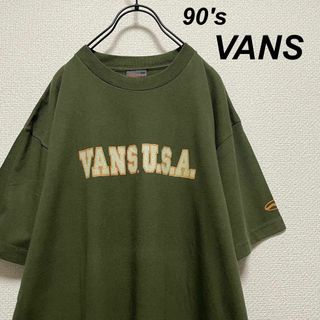 ヴァンズ(VANS)の90s オールドバンズ プリントTシャツ オリーブグリーン ヴィンテージ旧タグ(Tシャツ/カットソー(半袖/袖なし))