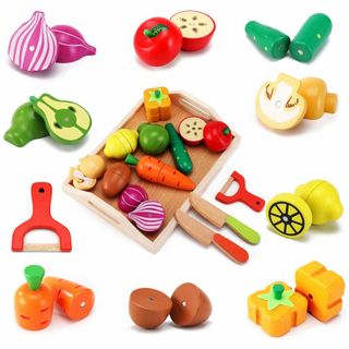 【人気商品】おもちゃ 木製 ままごと 新鮮お野菜＆果物 マグネット式 食材セット(その他)