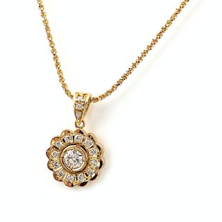 フラワーモチーフ デザインネックレス K18 【中古】(ネックレス)
