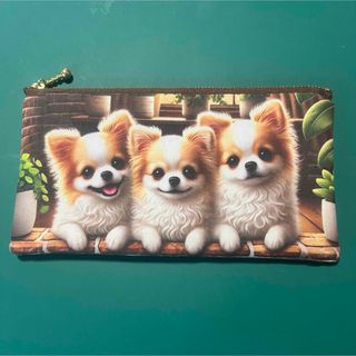 ハンドメイド チワワ柄ロングポーチ 通帳ポーチ ペンポーチ仕分けポーチ(ポーチ)