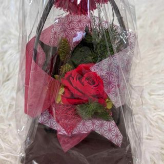 和風 プリザーブド フラワー 花かご 福 赤 紫 ギフト 記念日 プレゼント(その他)
